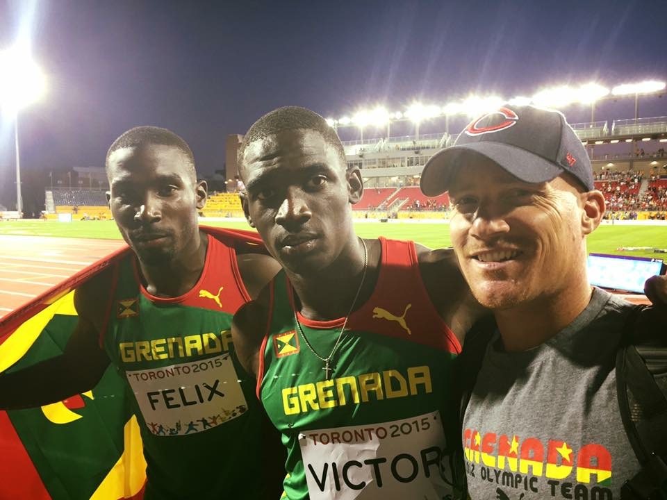 Jeff trackside with Team Grenada athletes